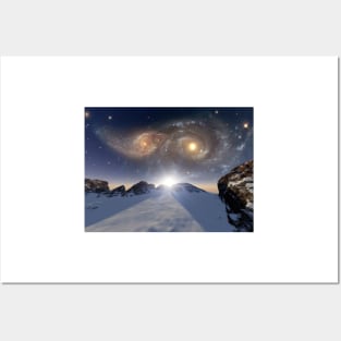 Colliding galaxies, illustration (C024/0485) Posters and Art